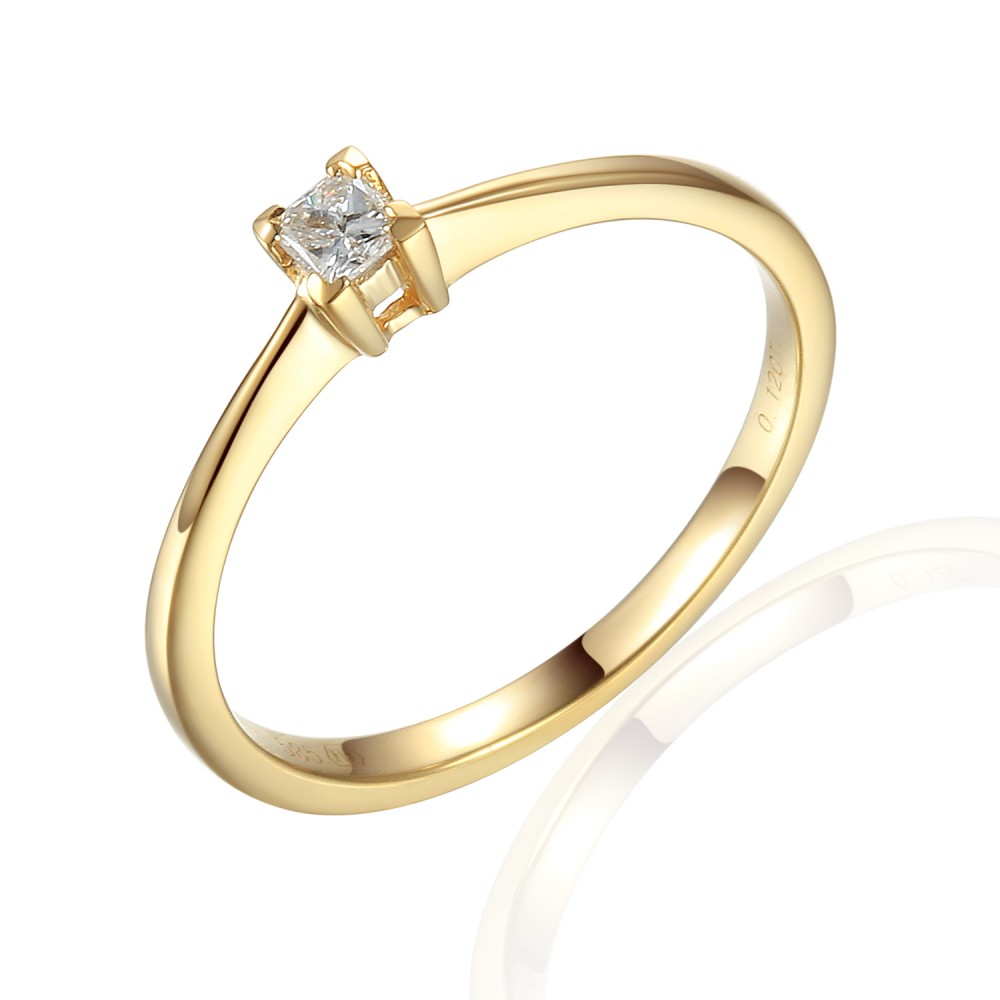 Zlatý prsten s diamantem 585/1000, 0,09 ct - 07766R036