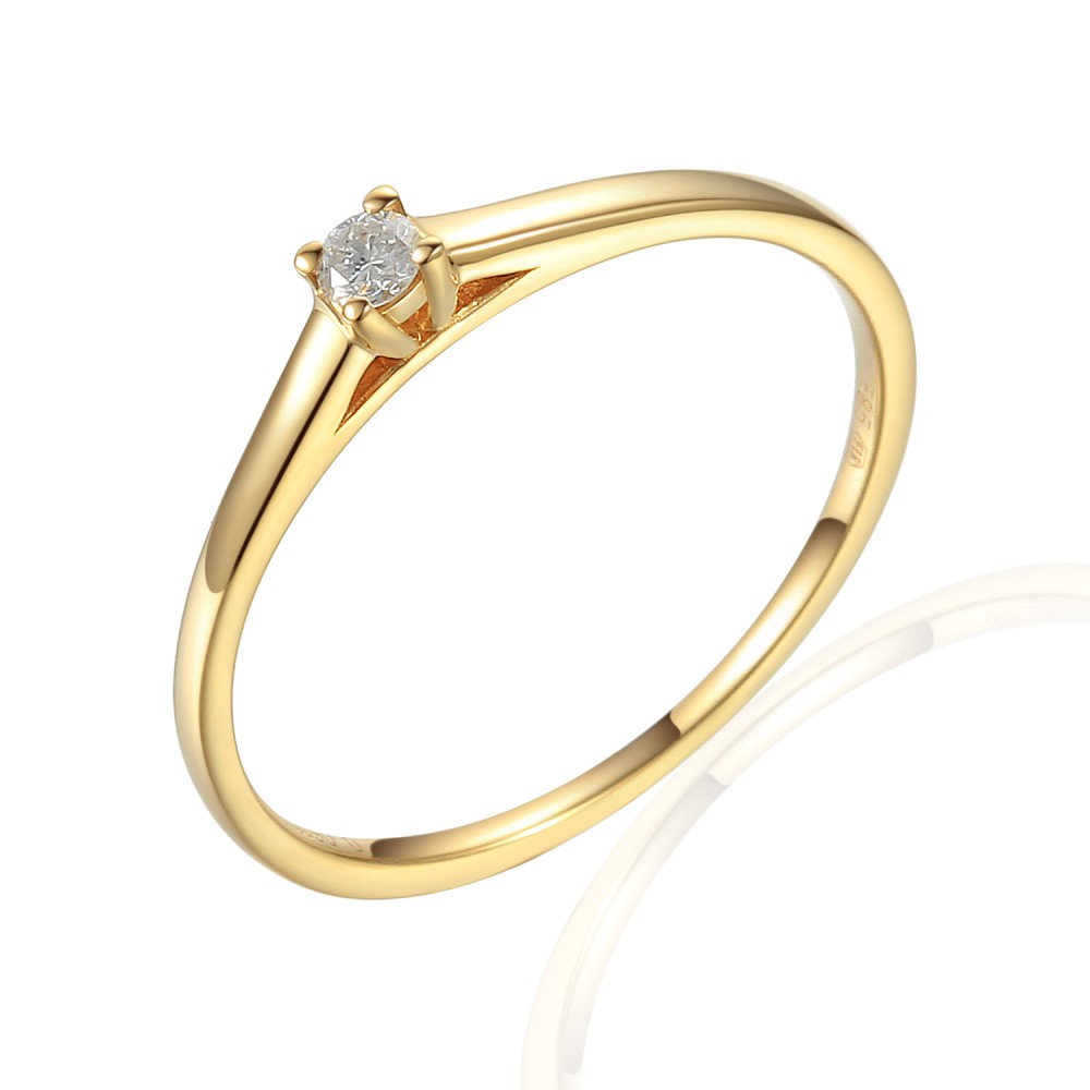 Zlatý prsten s diamantem 585/1000, 0,06 ct - 42404R023