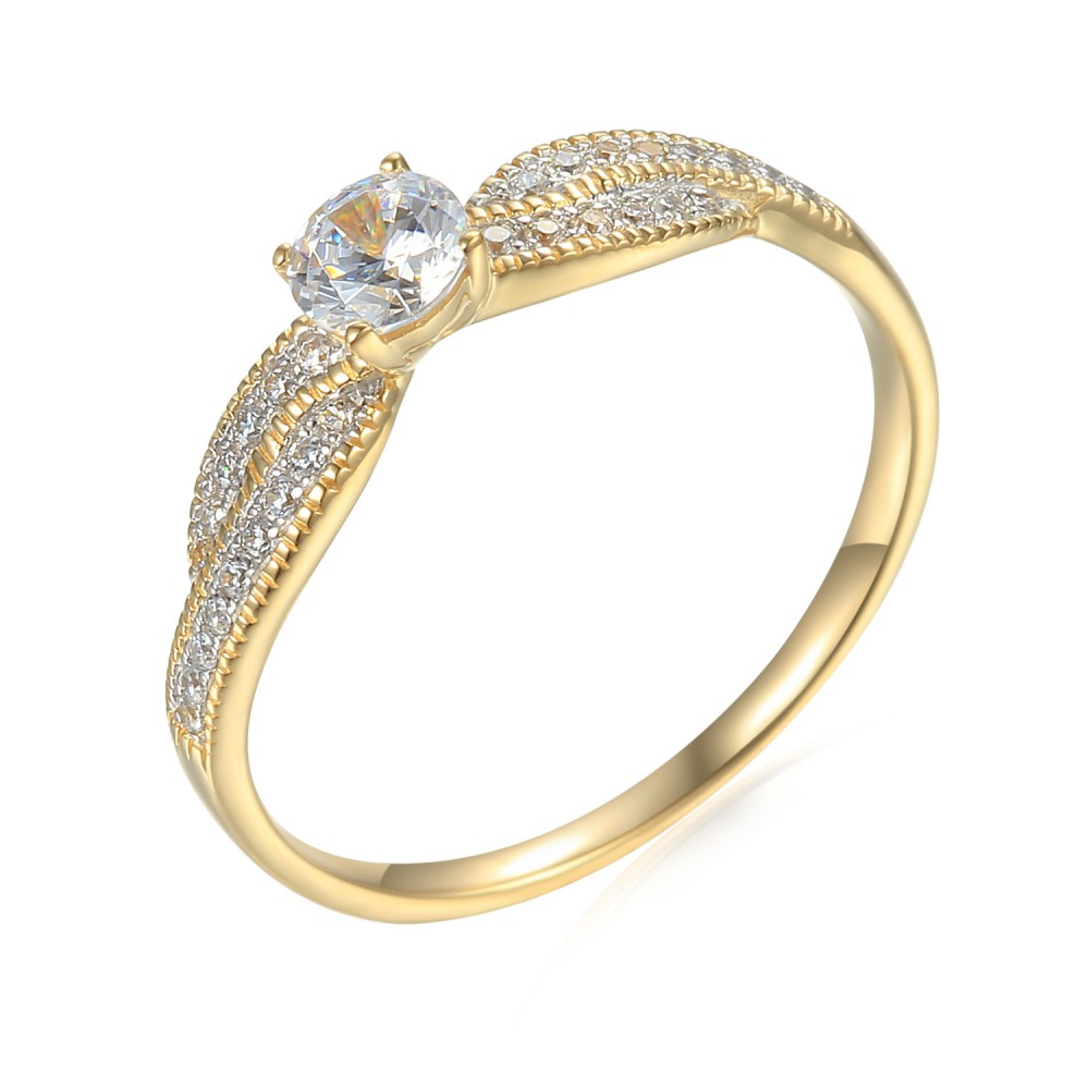 Zlatý prsten se syntetickým zirkonem 585/1000,  2.29g - 53476R006