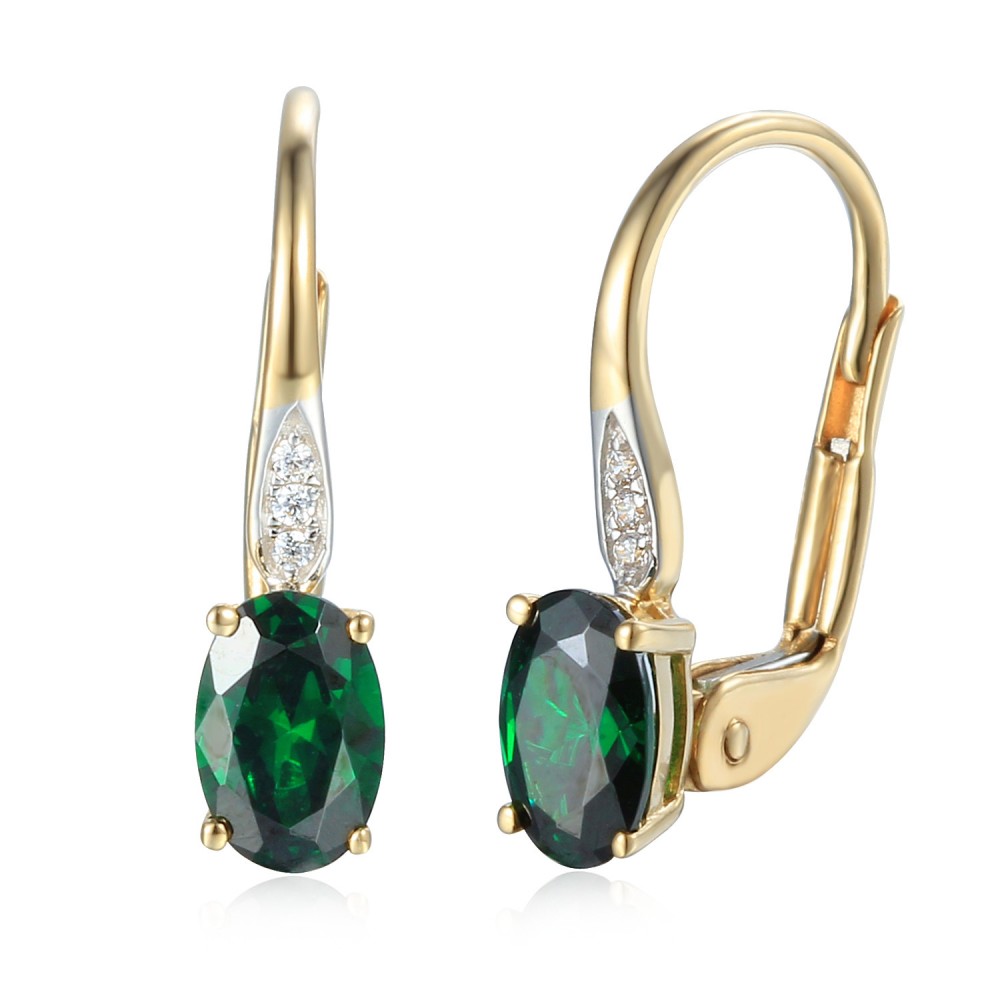 585/1000 Gold earring with  synthetic emerald, 1.50 g - 54611E007