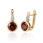 585/1000 Gold earrings with garnet, 3,57 gr - 73805E002