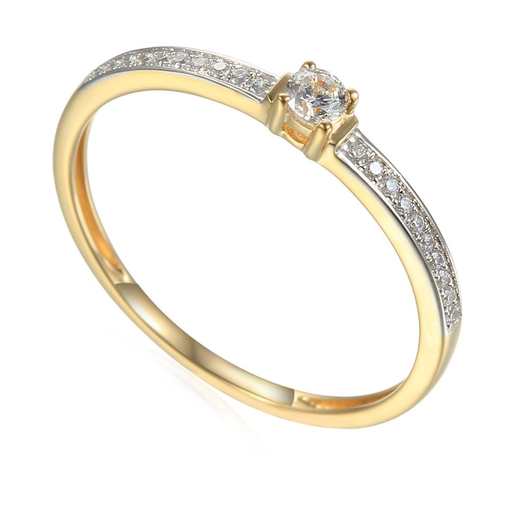 Zlatý prsten se syntetickými zirkony 585/1000,  1,29 g - 44683R007