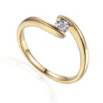 Gold ring with diamond 585/1000, 0,055 ct - 74468R003